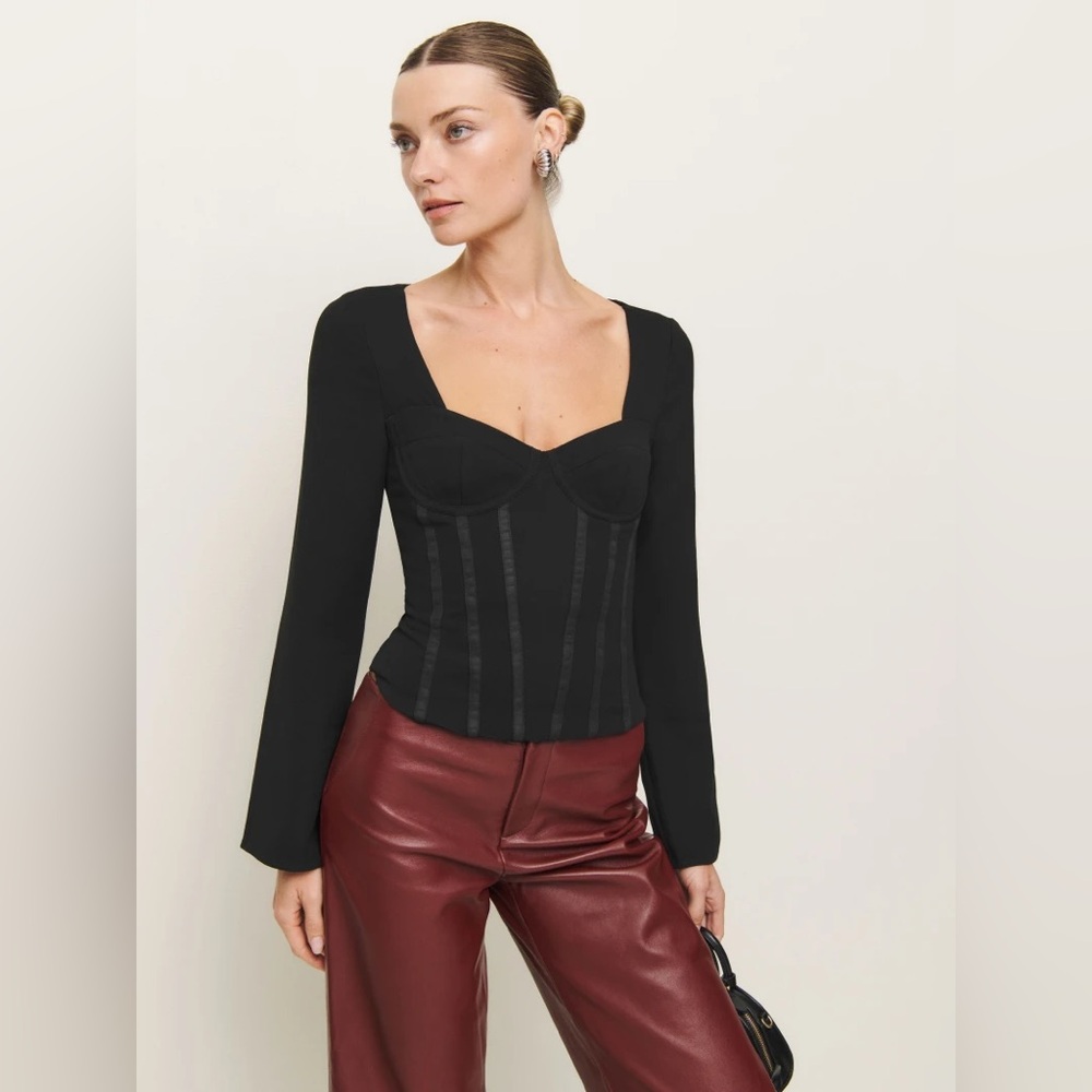 Reformation Black Long Sleeve Top